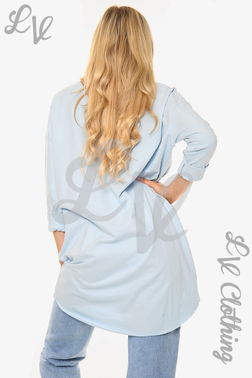 Dames Love Script Sweatshirt Top Lichtblauw Prijs per eenheid € 11,99