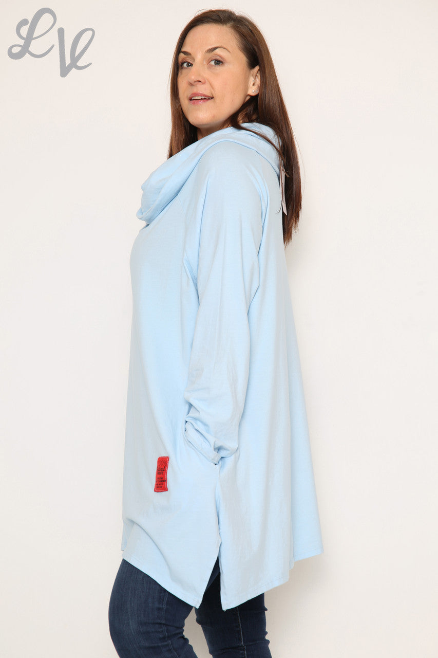 Dames sweatshirt met gedrapeerde schouders Lichtblauw Prijs per stuk €13,99 NU €6,99