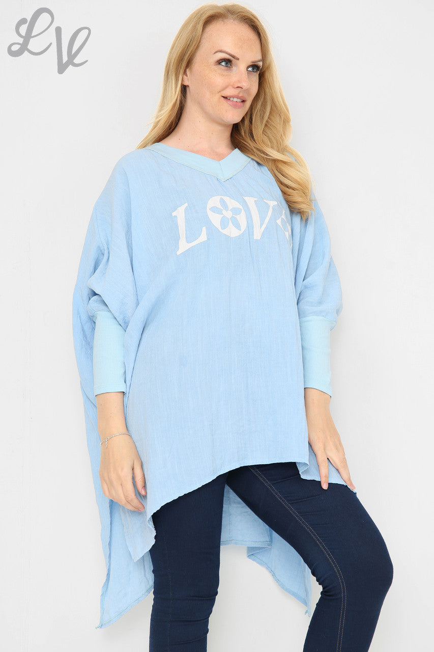 Ladies Love Batwing Top Light Blue Unit Price WAS £9.99 NOW £5.99