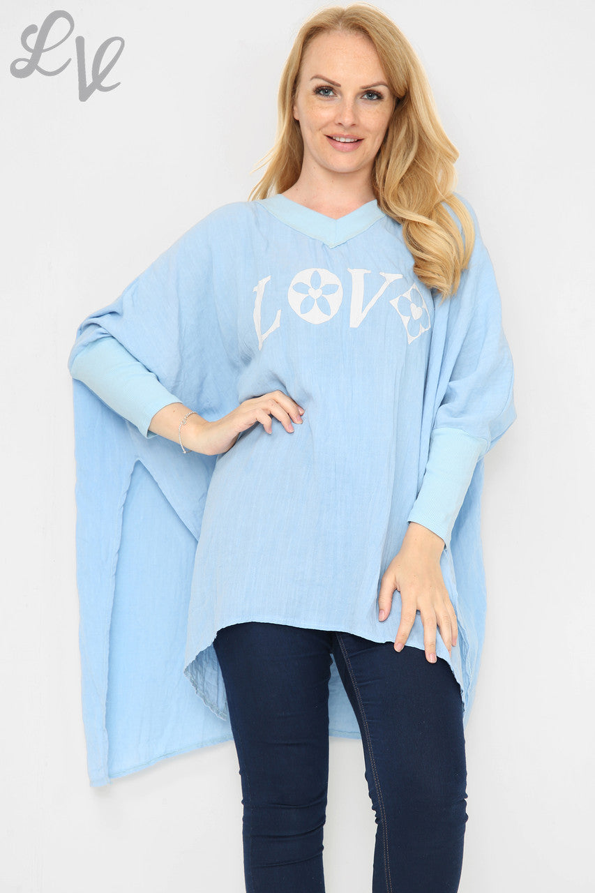 Ladies Love Batwing Top Light Blue Unit Price WAS £9.99 NOW £5.99