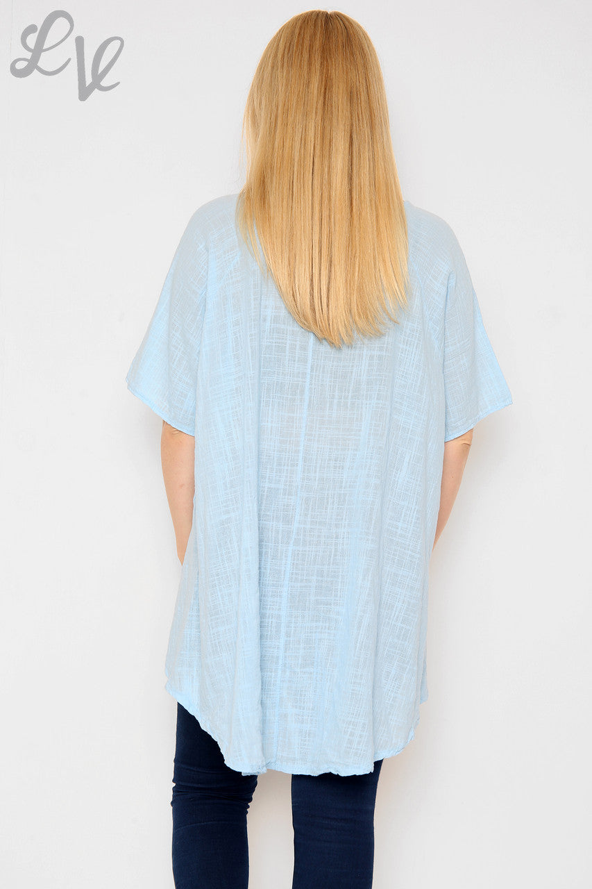 Ladies Foil Star Floaty Top Light Blue Unit Price £9.99