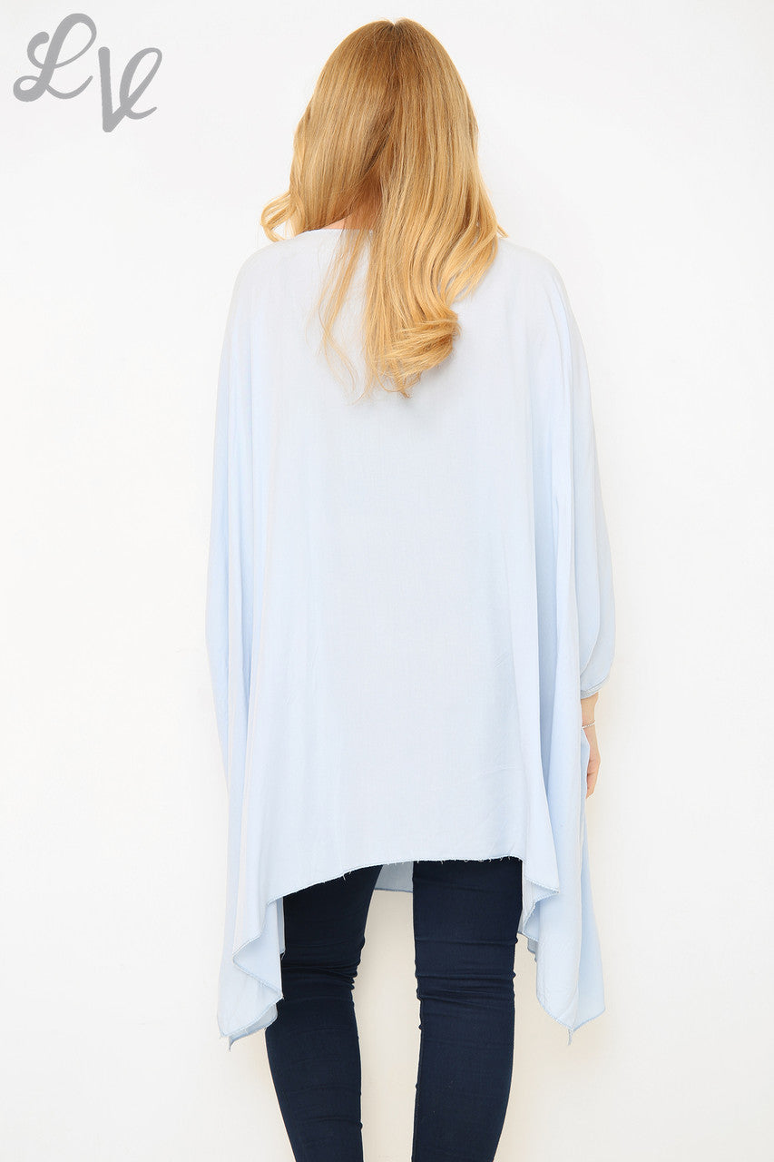 Dames Ruimvallende Batwing Top Lichtblauw Stukprijs €8,99