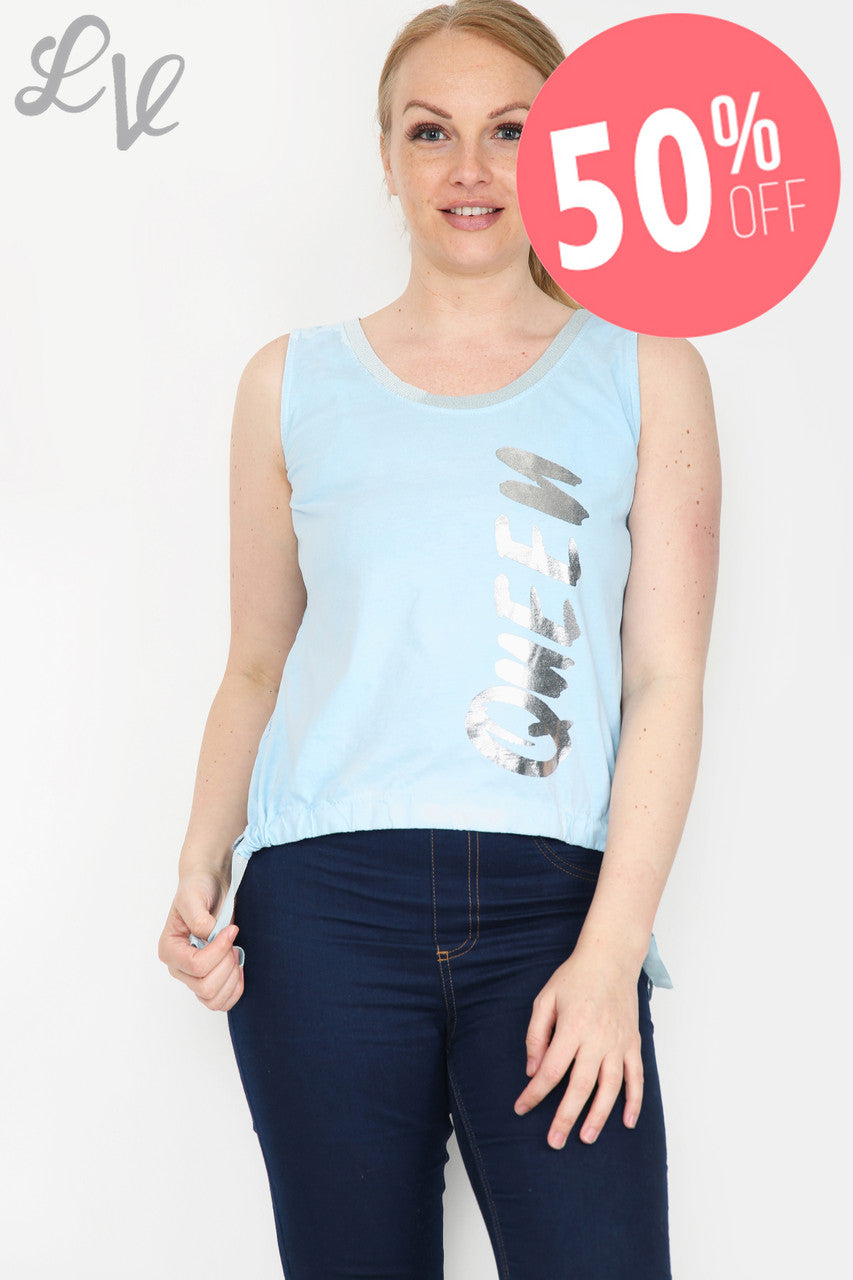 Dames Queen Kanten Top met Open Rug Lichtblauw Stukprijs WAS €9.99 NU €4.99