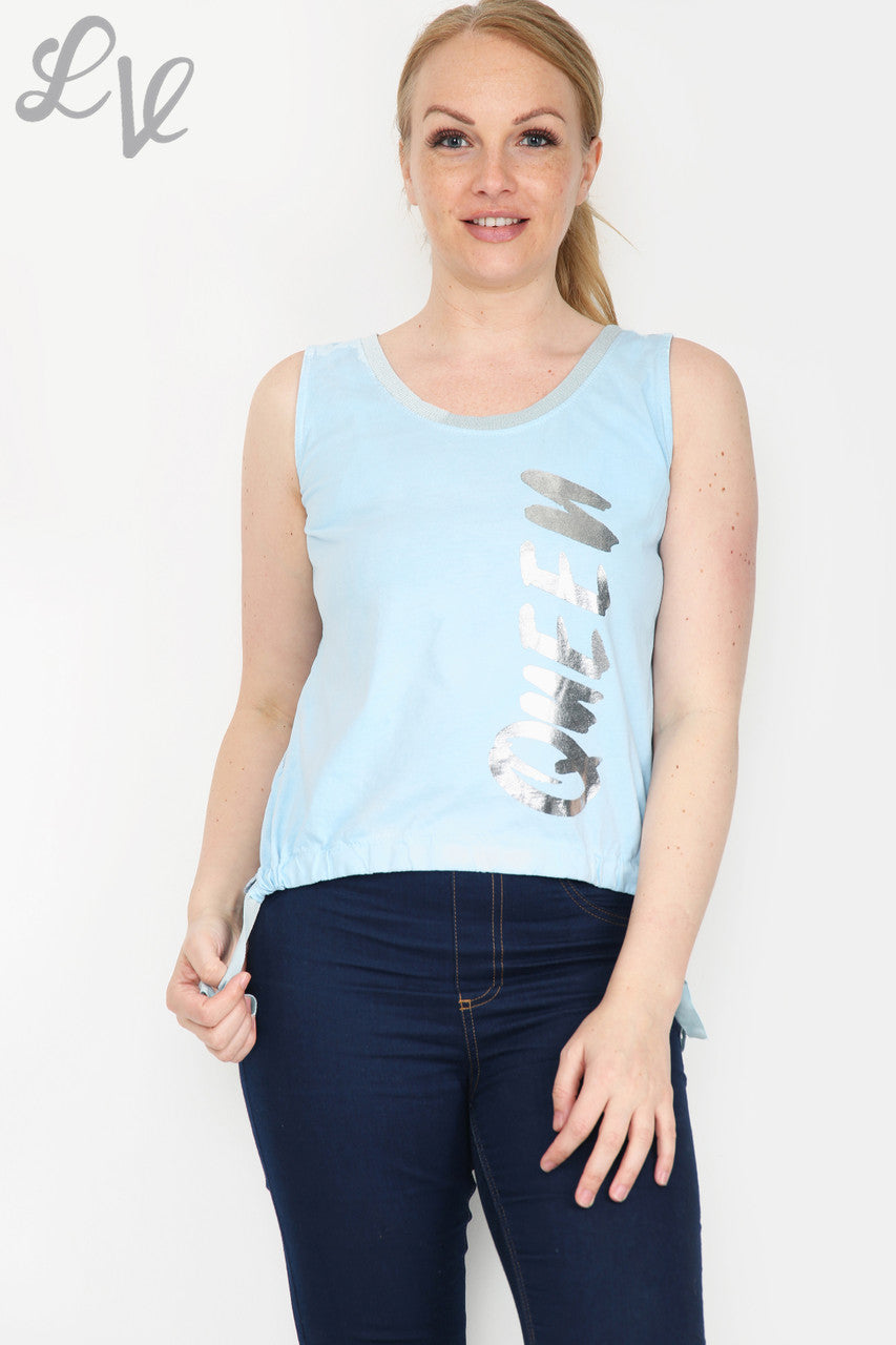 Dames Queen Kanten Top met Open Rug Lichtblauw Stukprijs WAS €9.99 NU €4.99