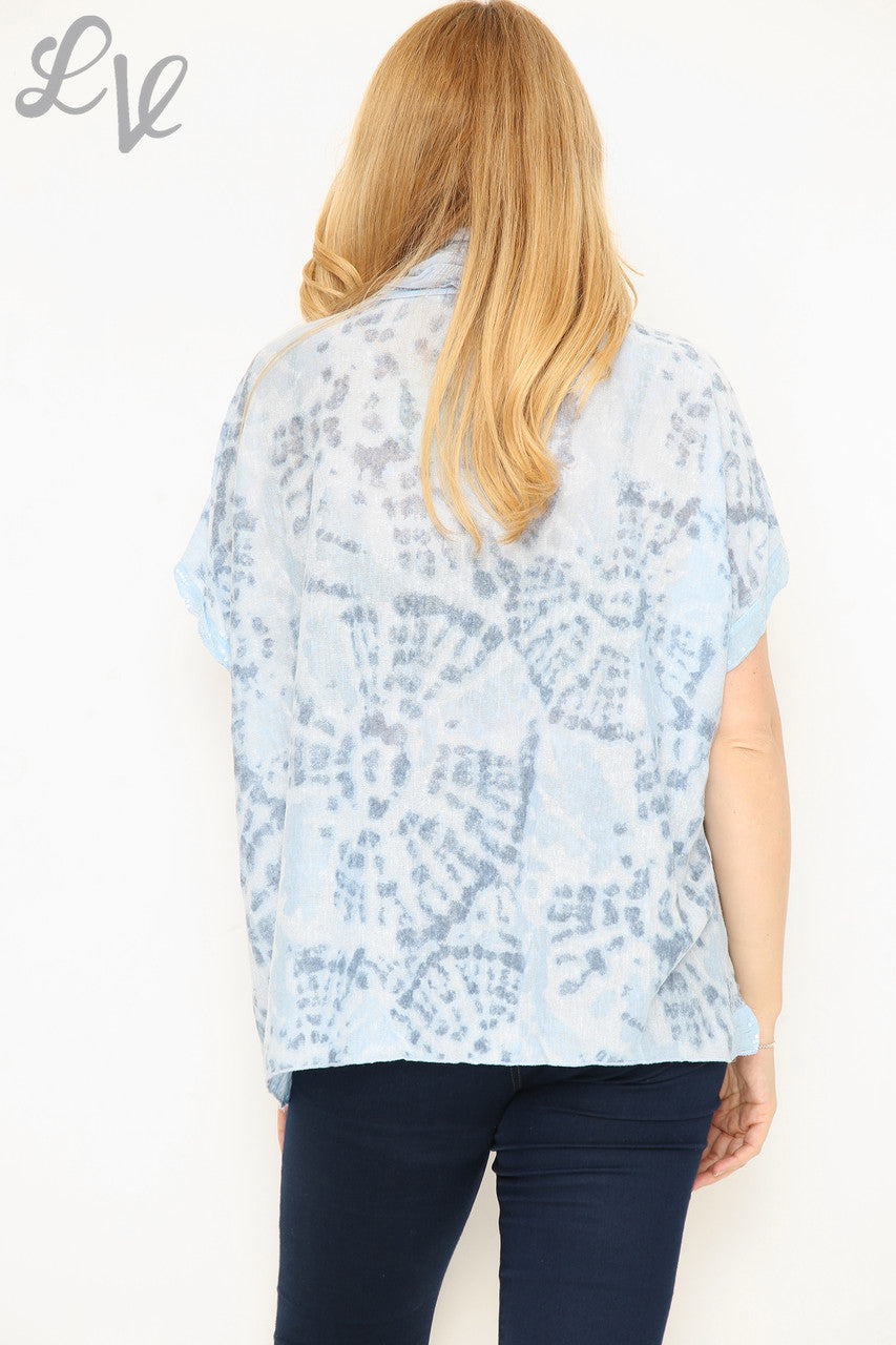 Dames Tie-Dye Sjaaltop Lichtblauw Stukprijs € 5,99