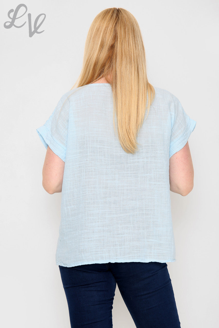 Dames Pailletten Stervormige Top Lichtblauw - Stukprijs € 7,99
