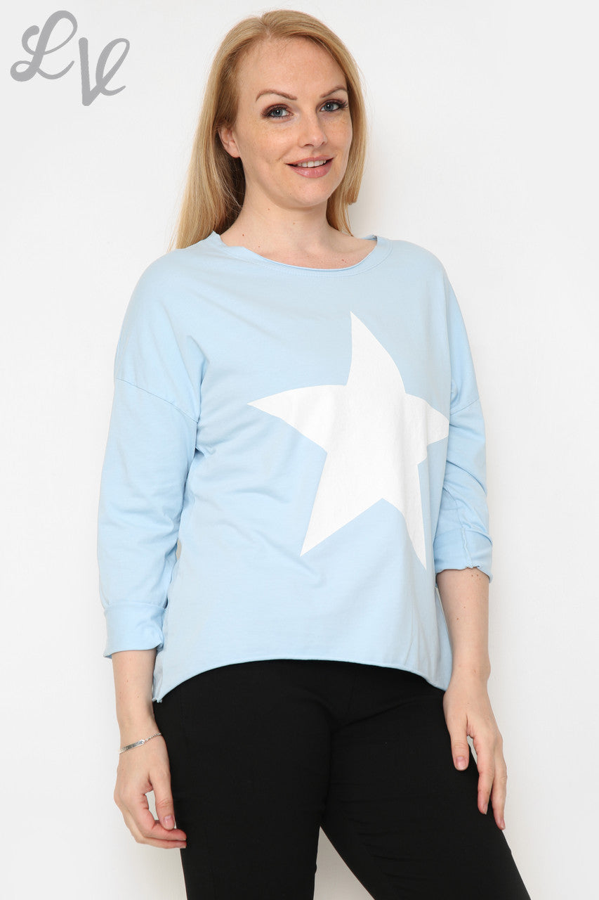 Dames Star Graphic Top Lichtblauw Stukprijs €9,99