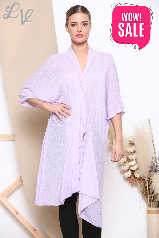 Dames Sloppy Wrap Cardigan Style Top Lila