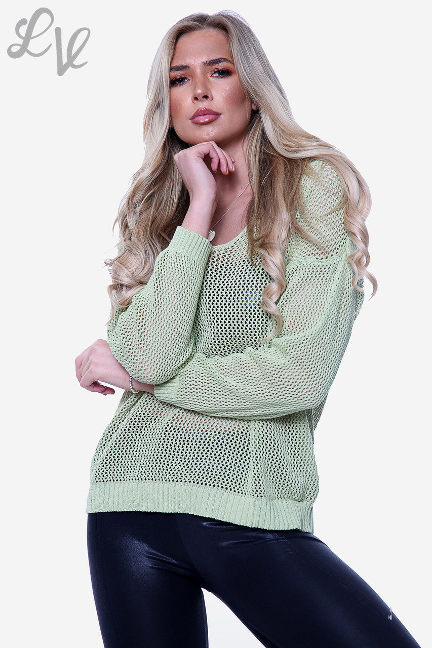 Dames Visnet Top Limoengroen Stukprijs € 9,99