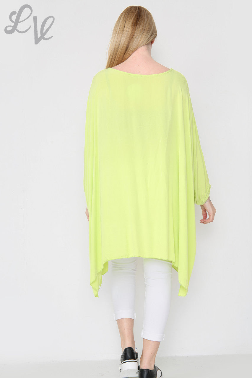 Dames Folie Tulp Print Flodderig Topje Limoen Stukprijs €11,99
