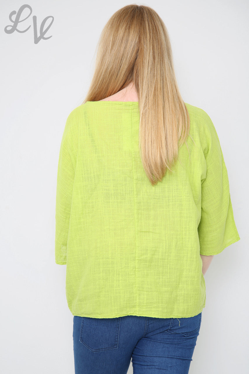 Dames Double Foil Hart Top Limoen Stukprijs €7,99