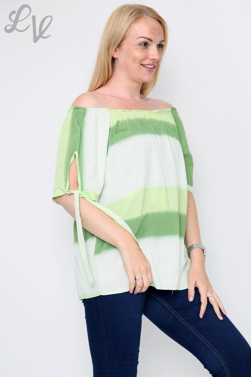 Ladies Gypsy Tie Dye Print Top Lime - Unit Price £9.99