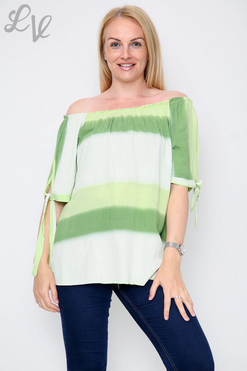 Ladies Gypsy Tie Dye Print Top Lime - Unit Price £9.99