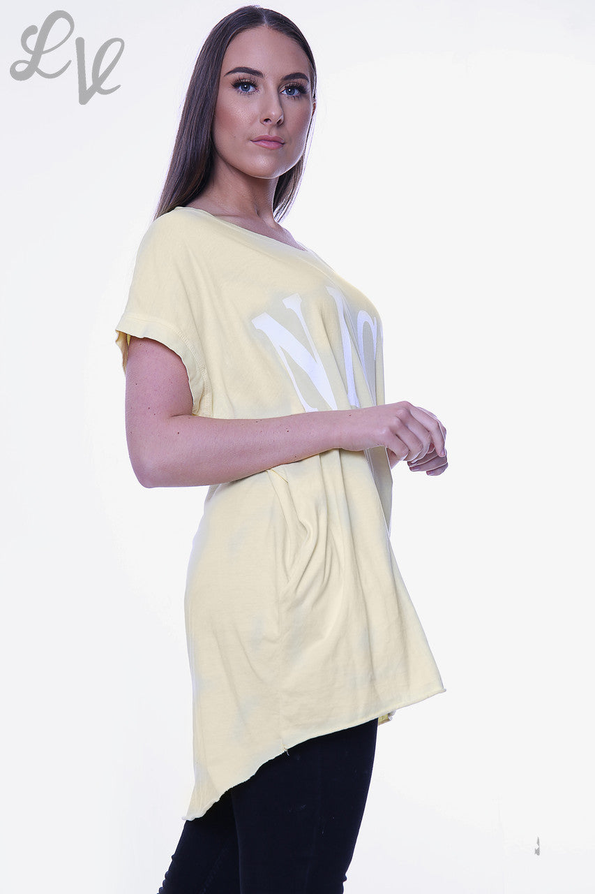 Dames Leuke Slogan Top Citroen Stukprijs € 6,99