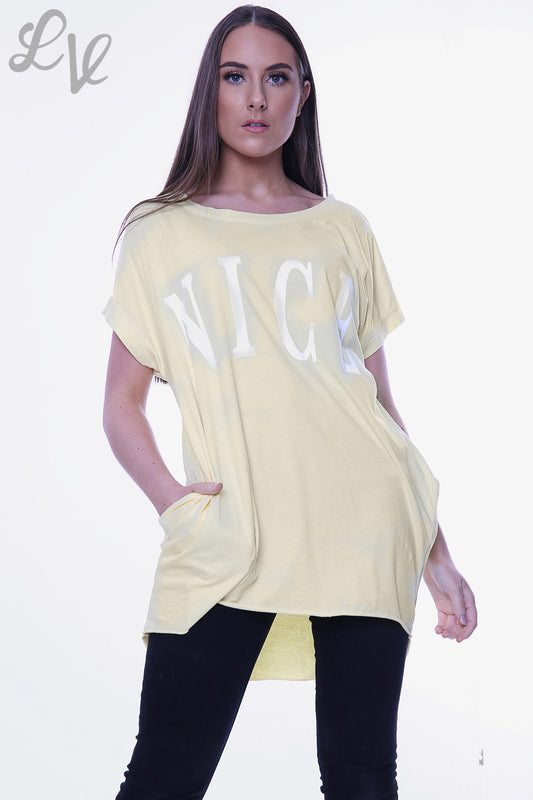 Ladies Nice Slogan Top Lemon Unit Price £6.99