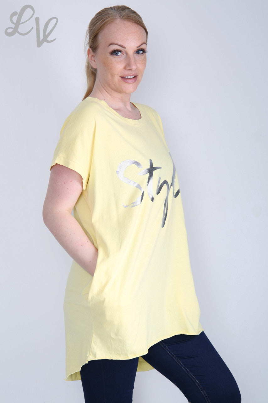 Damesfolie 'Stijl' Grafische Top Citroen Stukprijs € 6,99