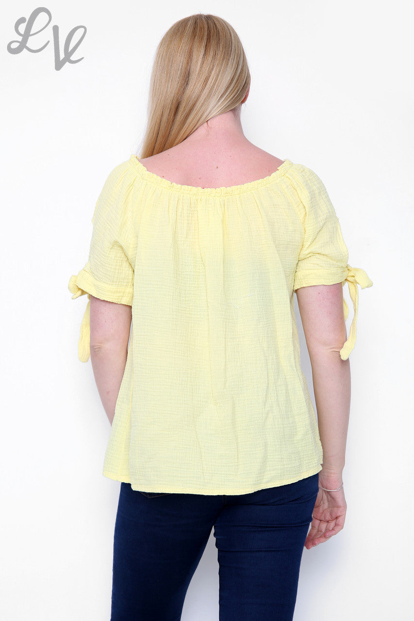 Dames Effen Gypsy Top Citroen