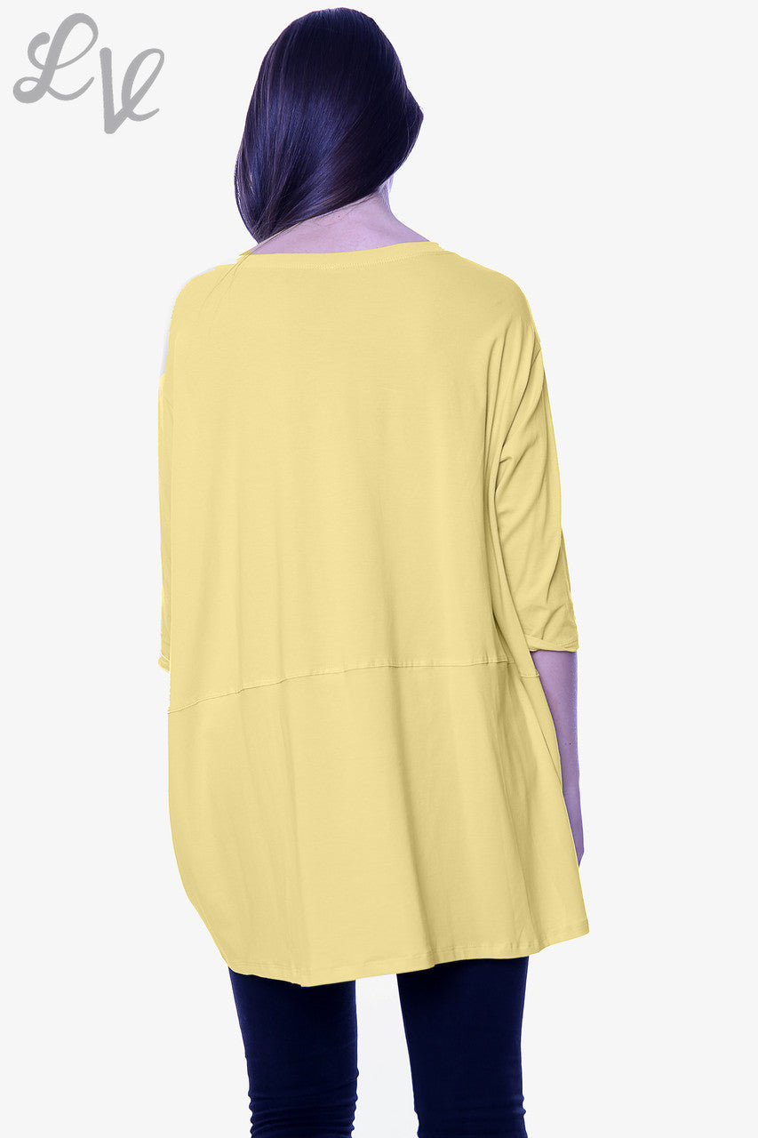 Dames Effen Top Met Zakken Citroen Stukprijs €8,99