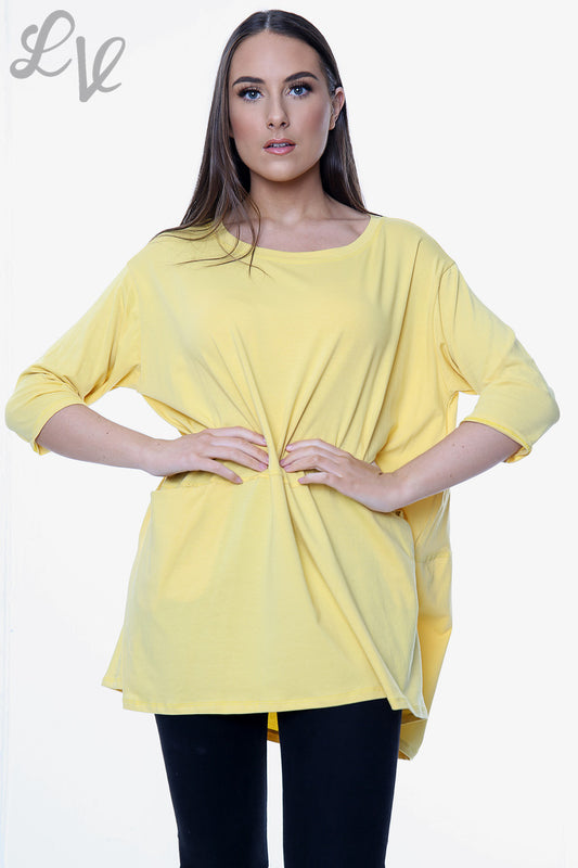 Ladies Plain Top With Pockets Lemon Unit Price £8.99