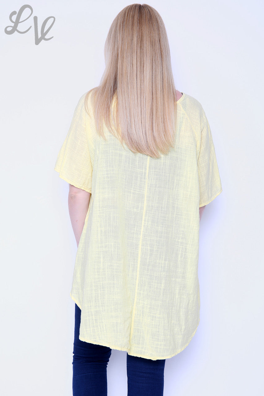 Ladies Foil Star Floaty Top Lemon Unit Price £9.99