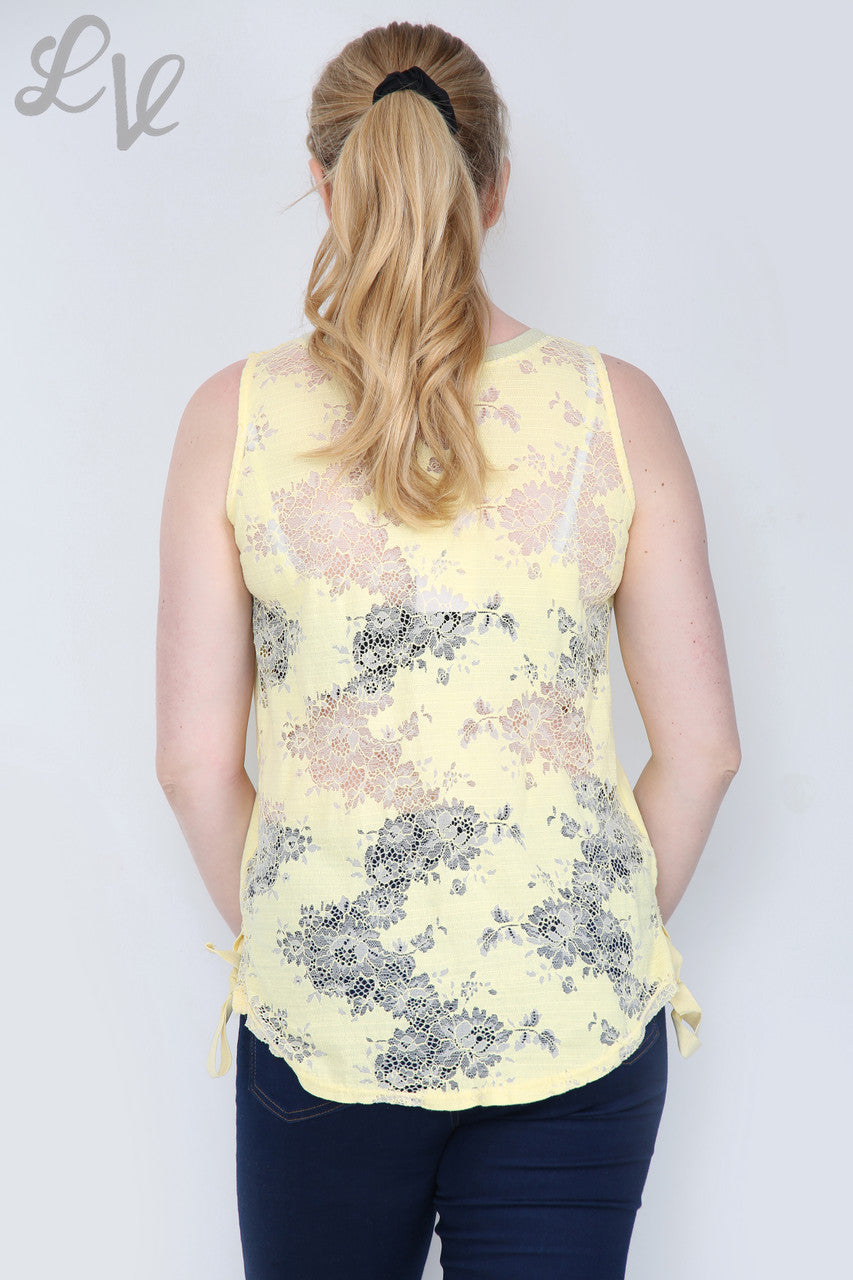 Dames Queen Kanten Top met Open Rug Citroen Prijs WAS €9,99 NU €4,99