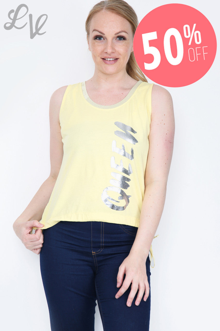 Dames Queen Kanten Top met Open Rug Citroen Prijs WAS €9,99 NU €4,99