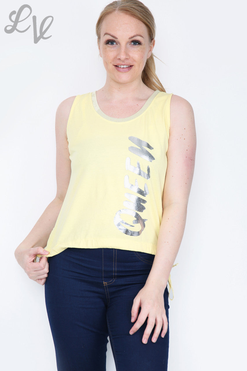 Dames Queen Kanten Top met Open Rug Citroen Prijs WAS €9,99 NU €4,99