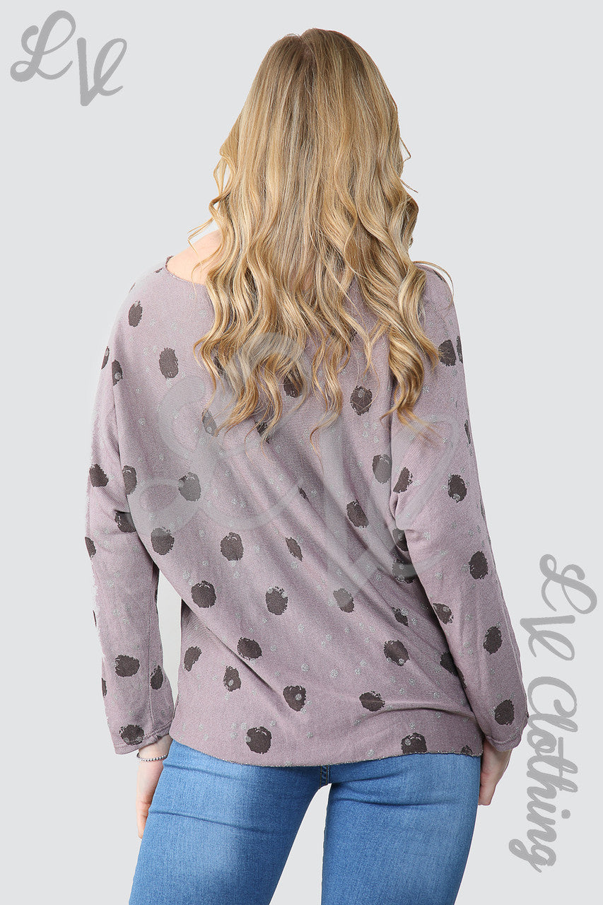 Dames Top Met Stippen En Ketting Mauve - Stukprijs €10,99