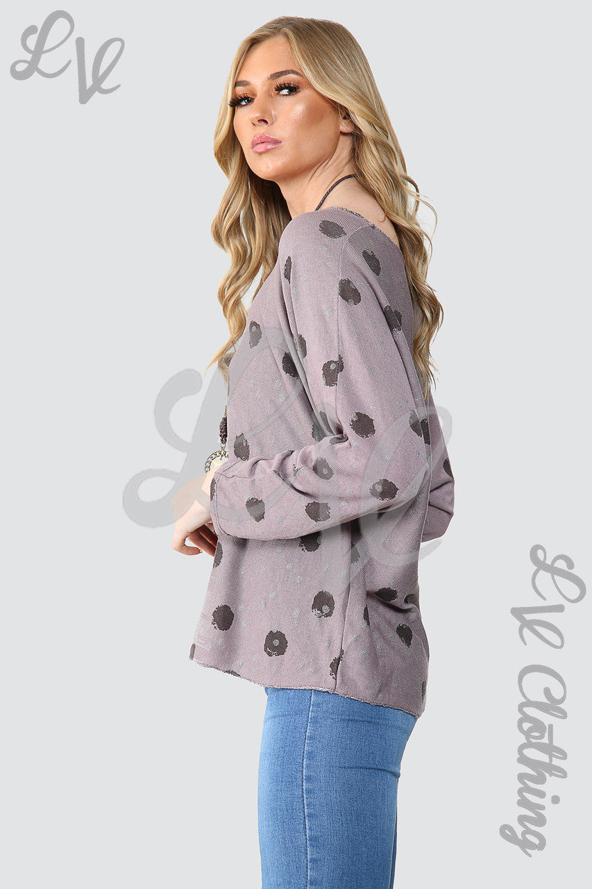 Dames Top Met Stippen En Ketting Mauve - Stukprijs €10,99