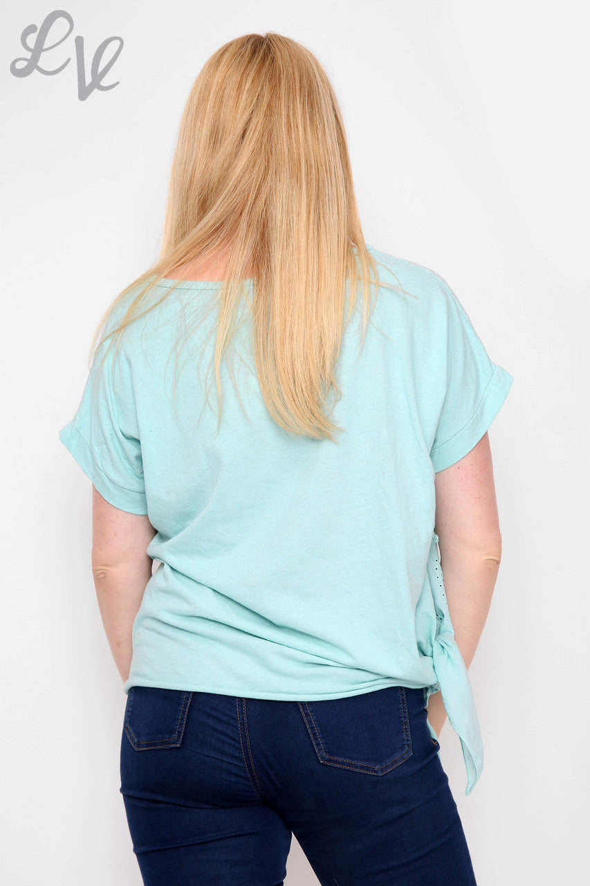 Ladies Anglaise Tie Side Top Mint - Unit Price £10.99