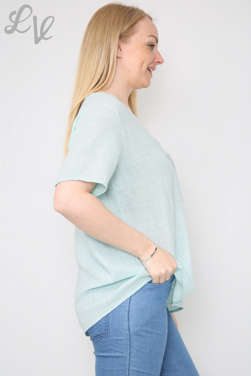 Dames Top Ster Pailletten Mint Stukprijs € 8,99