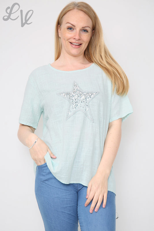 Ladies Star Sequin Top Mint Unit Price £8.99