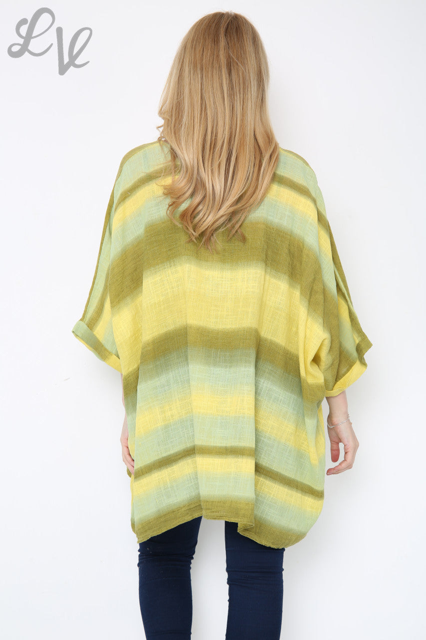 Dames Ombre Kleurrijke Batwing Top Mosterd Stukprijs €10,99