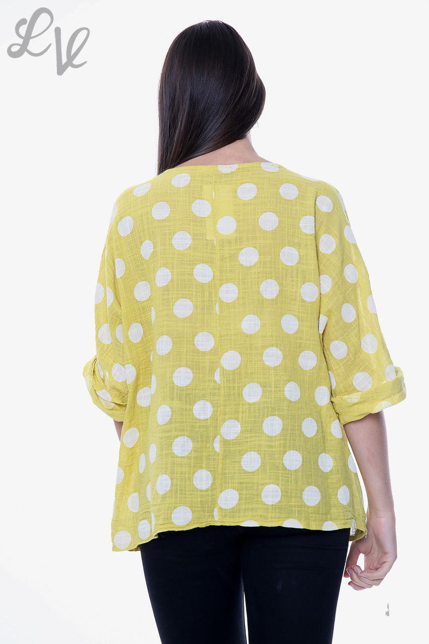 Ladies Polka Dot Simple Top Mustard Unit Price £7.99