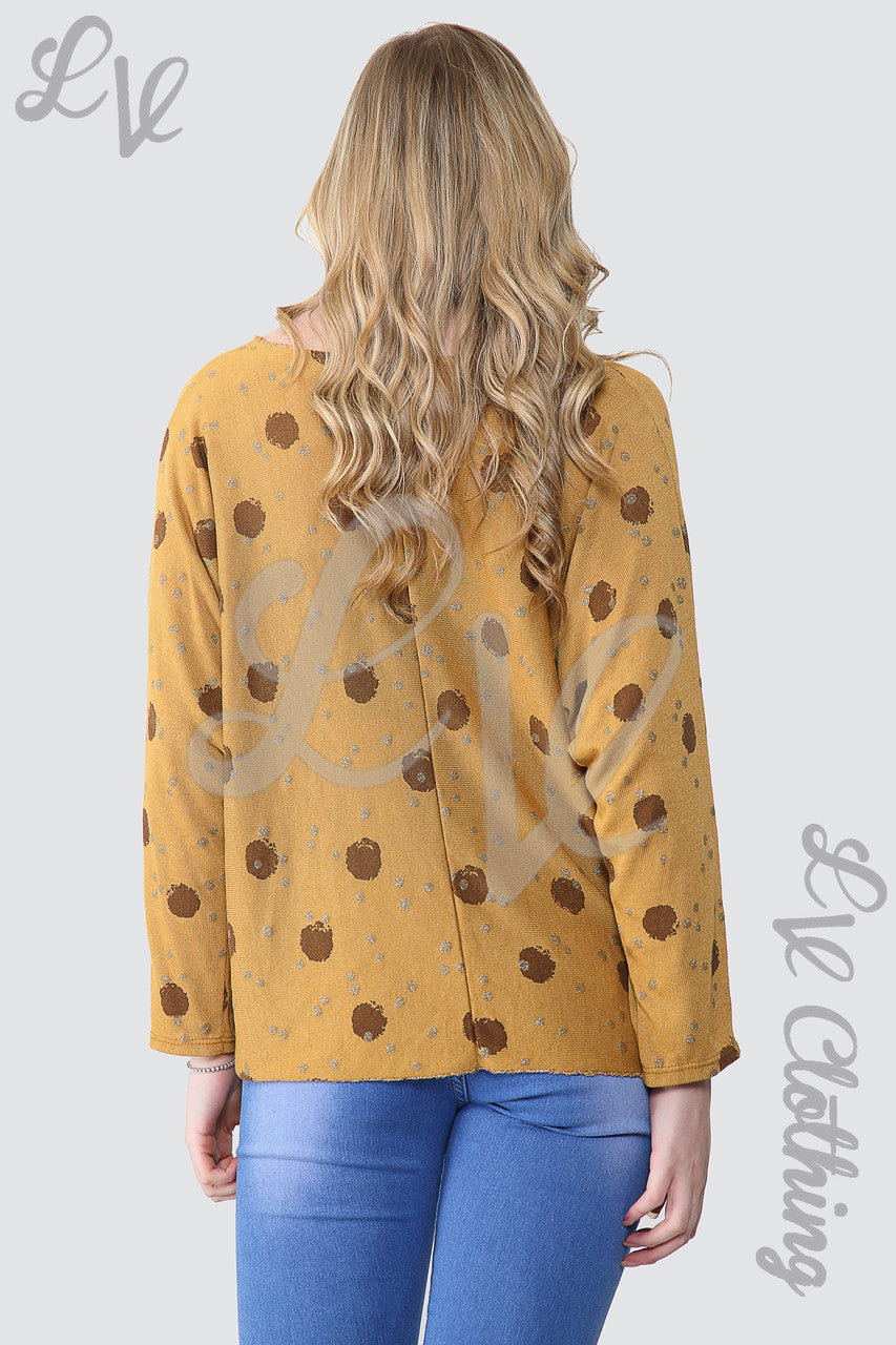Ladies Spotty Top With Necklace Mustard - Unit Price £10.99