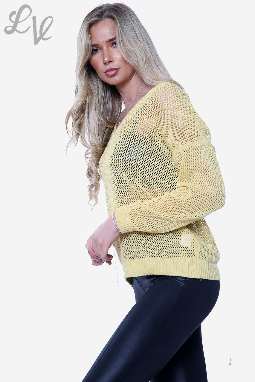 Dames Fishnet Top Mosterdstukprijs € 9,99
