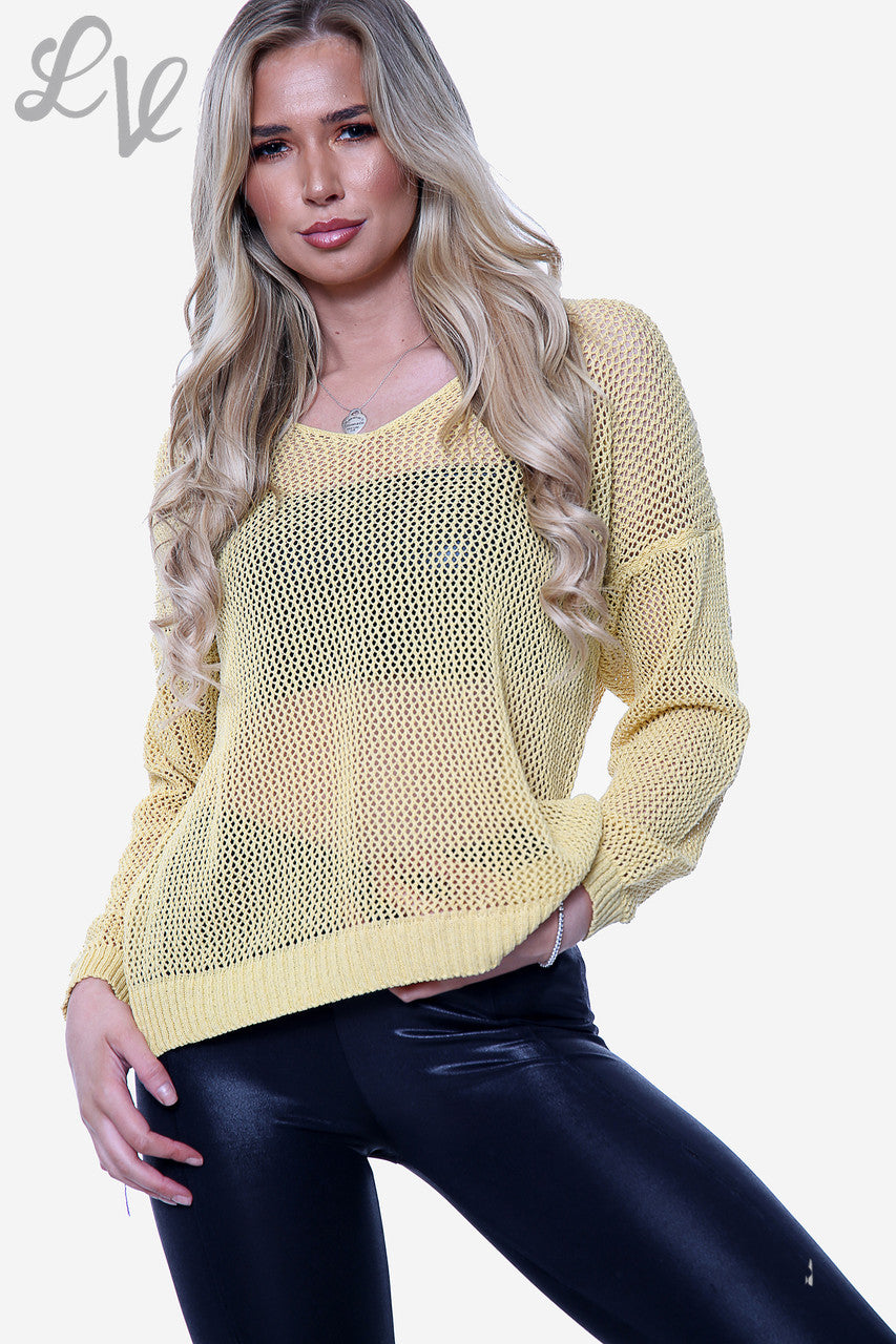 Dames Fishnet Top Mosterdstukprijs € 9,99