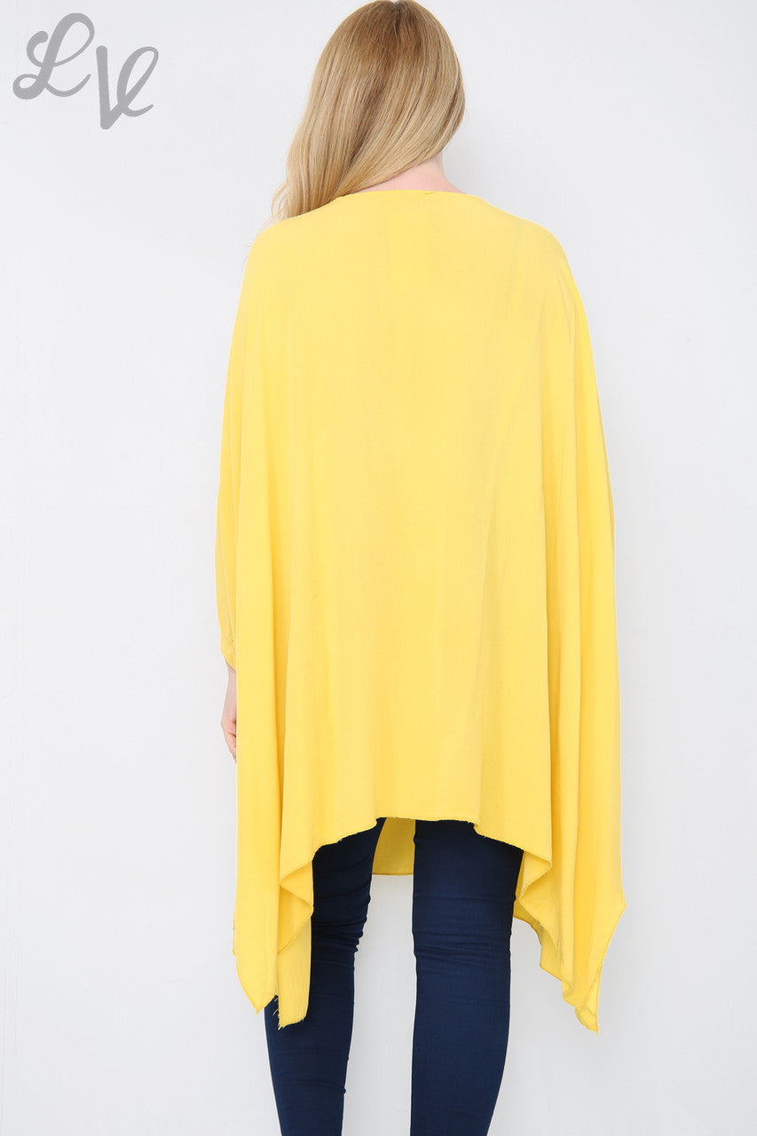 Dames Vlinder Mouw Top Mosterdstukprijs £8.99