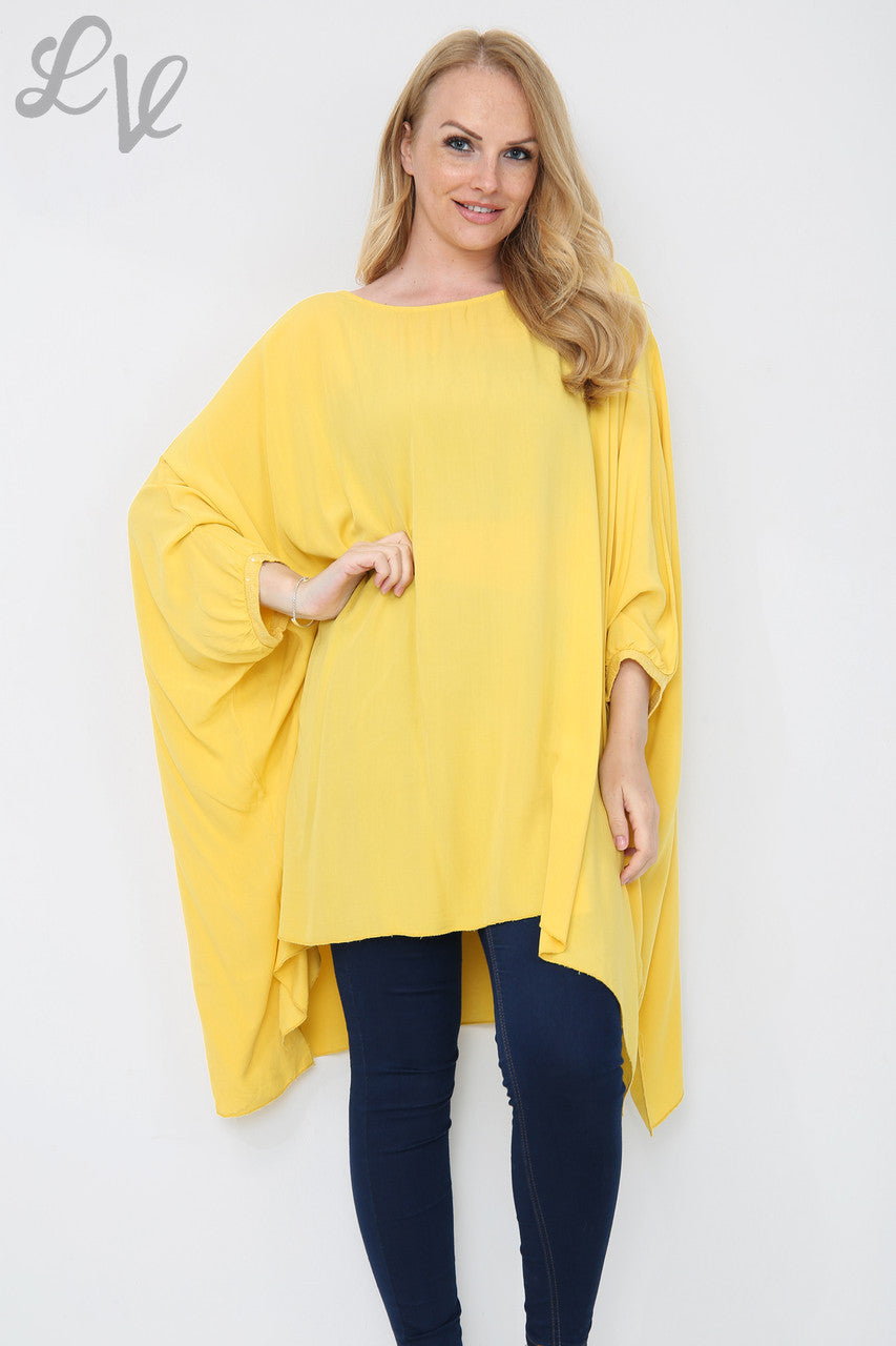 Dames Vlinder Mouw Top Mosterdstukprijs £8.99