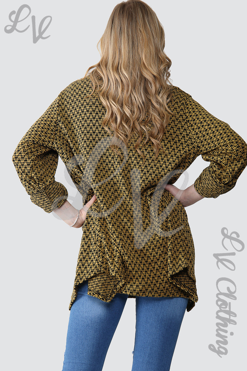 Dames tuniek trui met hondenpootprint en sjaal mosterdgeel - eenheidsprijs € 12,99