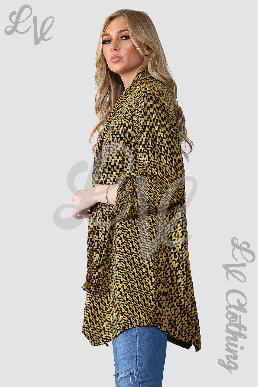 Dames tuniek trui met hondenpootprint en sjaal mosterdgeel - eenheidsprijs € 12,99