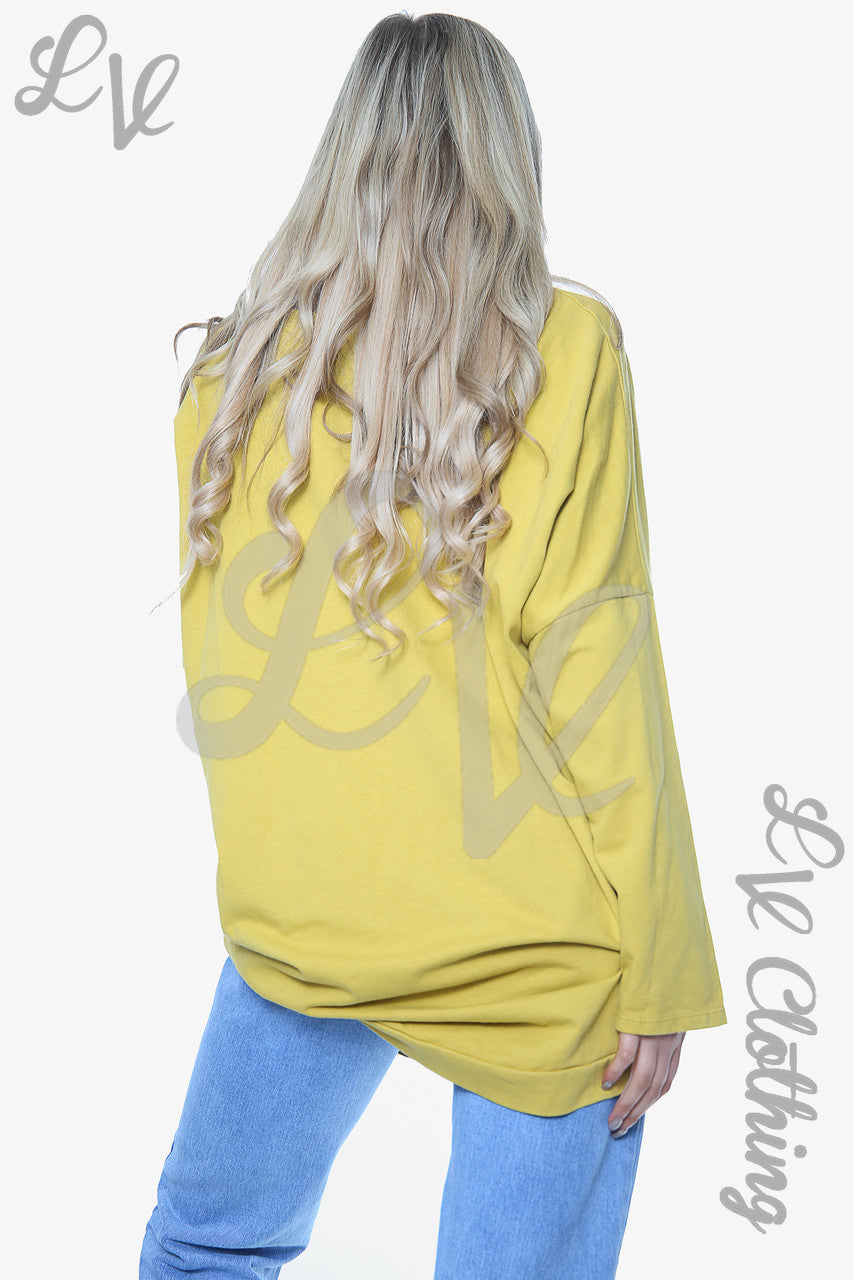 Dames Dimante Sterren Sweatshirt Top Mosterd Stukprijs €13,99