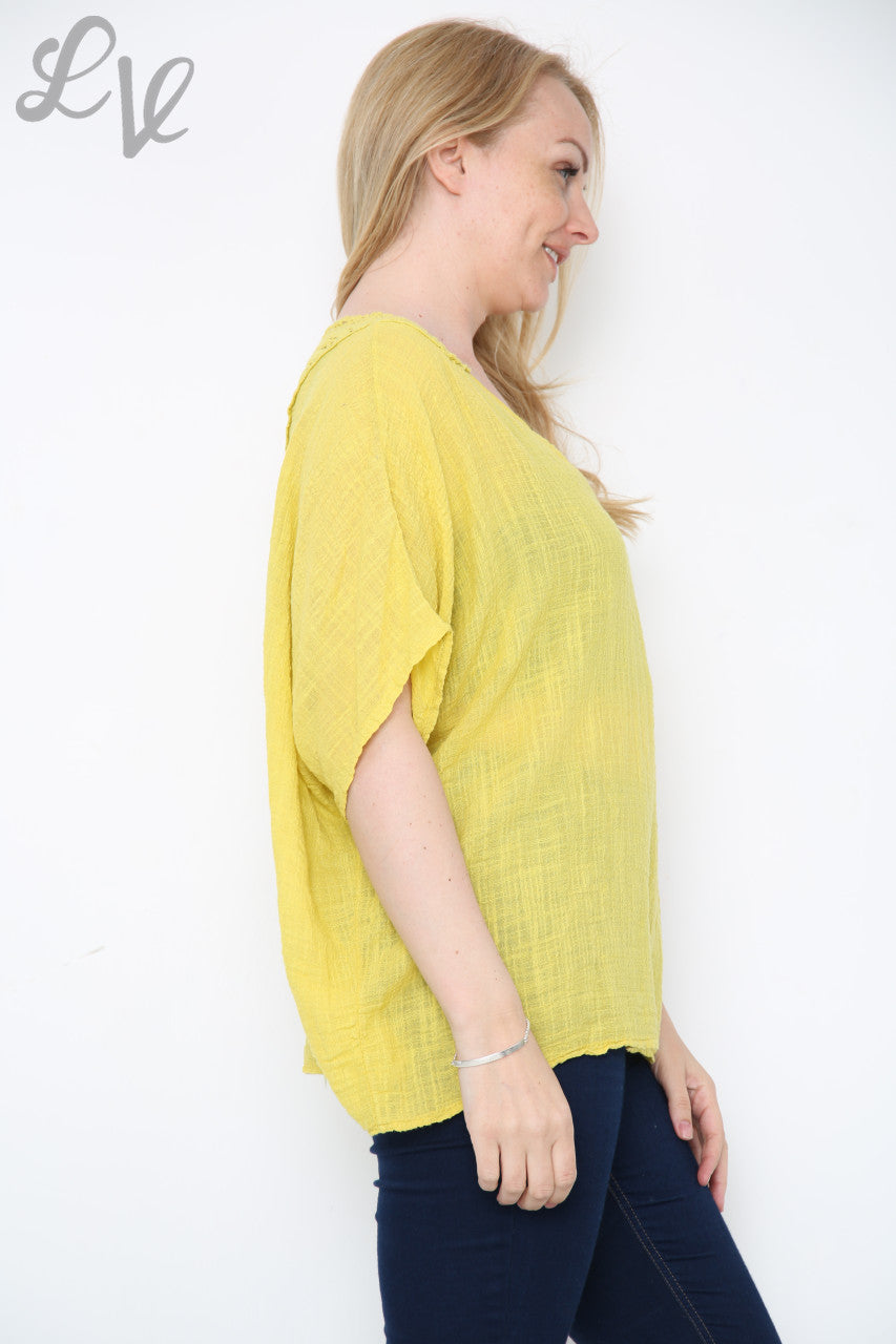 Ladies Crochet Back Top Mustard