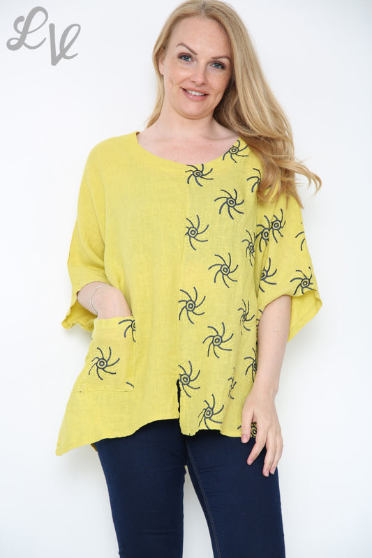 Ladies Embroidered Pattern Top Mustard Unit Price £13.99