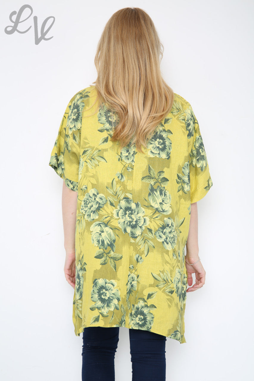 Ladies Flowers Stem Print Top Mustard Unit Price £12.99