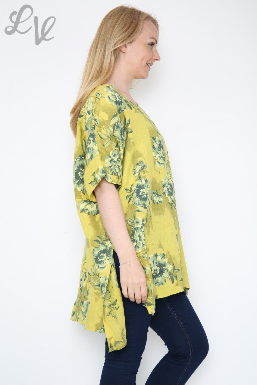 Ladies Flowers Stem Print Top Mustard Unit Price £12.99