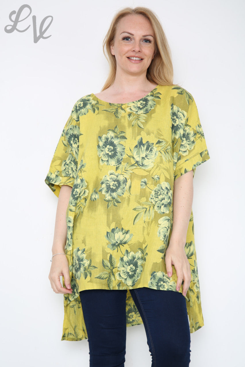 Ladies Flowers Stem Print Top Mustard Unit Price £12.99