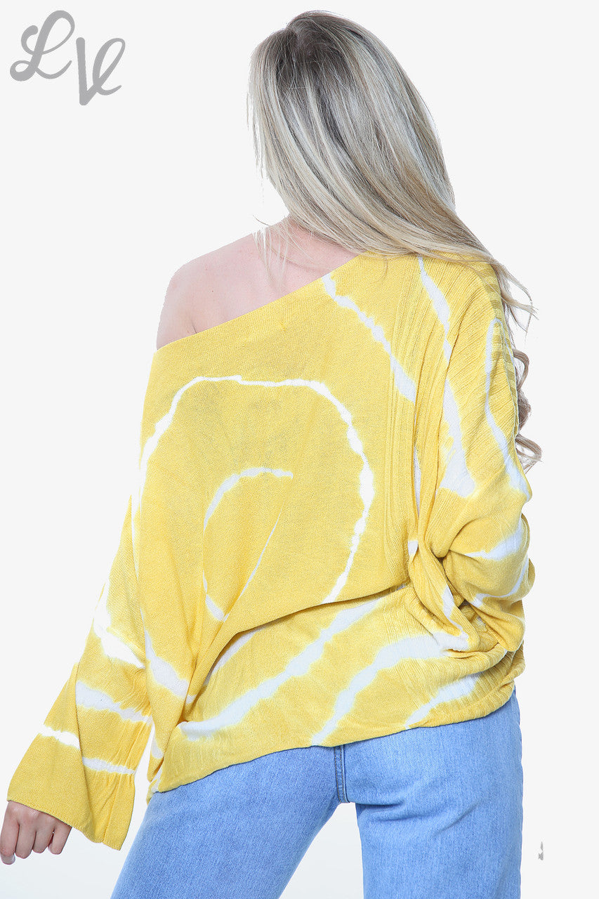 Dames Tie-Dye Print Fijngebreide Top Mosterdstukprijs € 14,99