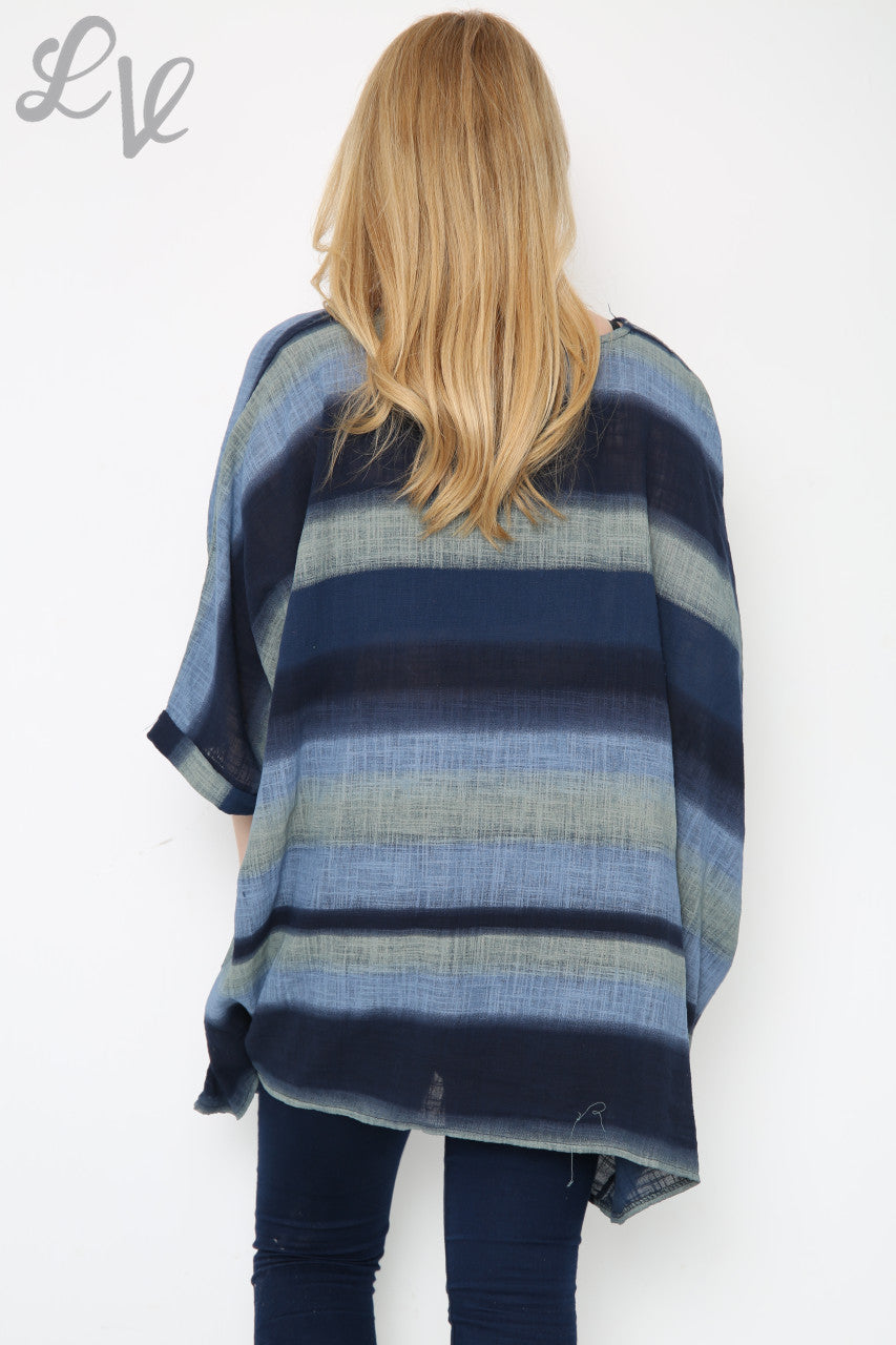 Ladies Ombre Colourful Batwing Top Navy Unit Price £10.99