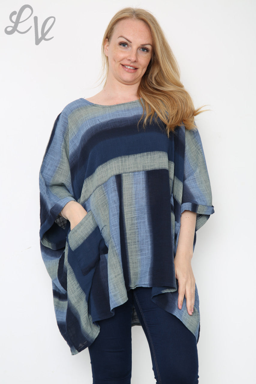 Ladies Ombre Colourful Batwing Top Navy Unit Price £10.99